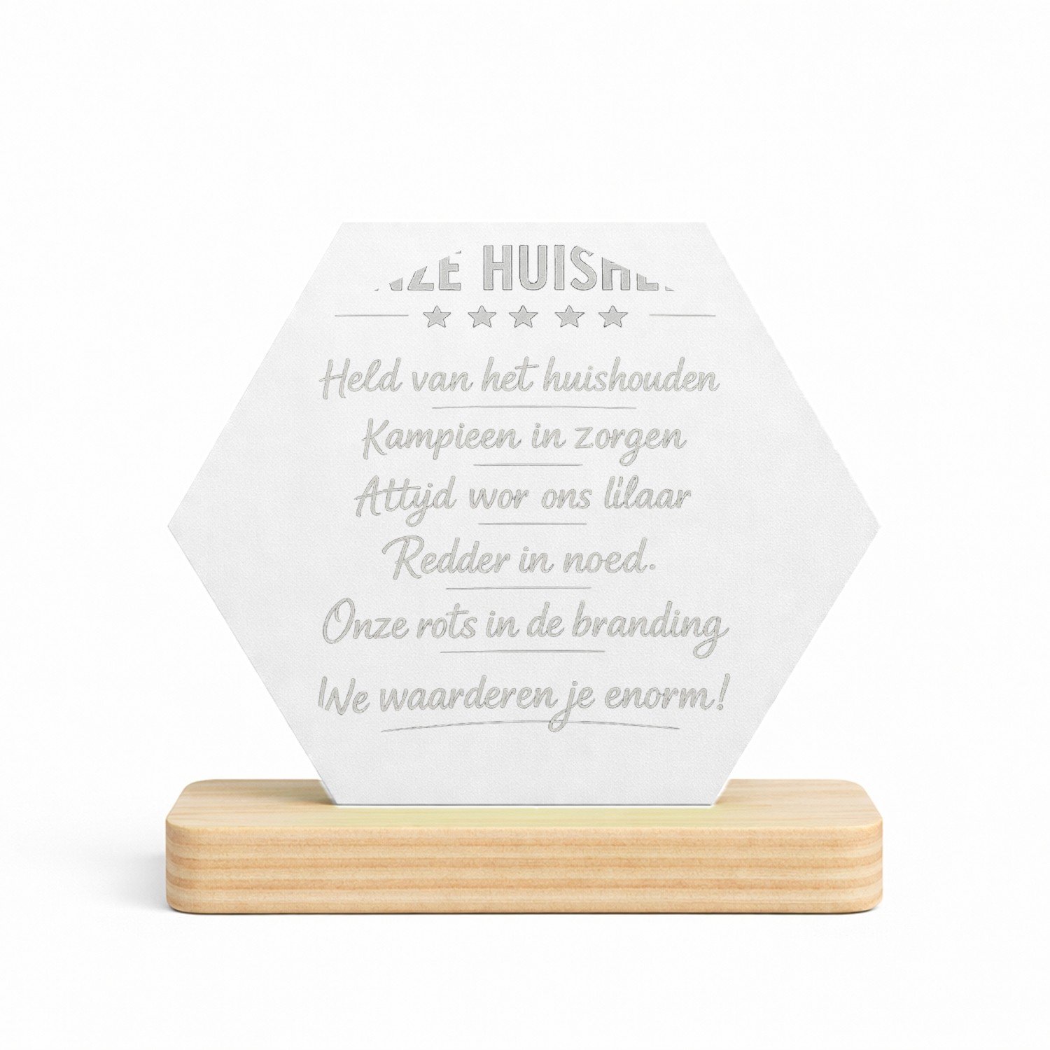 Mr Cadeautjes MDF fotolijst/inleg hexagon 14 x 13 - design Een soortgelijke humoristische waarderingsbadge, maar dan vo | cadeau Wit