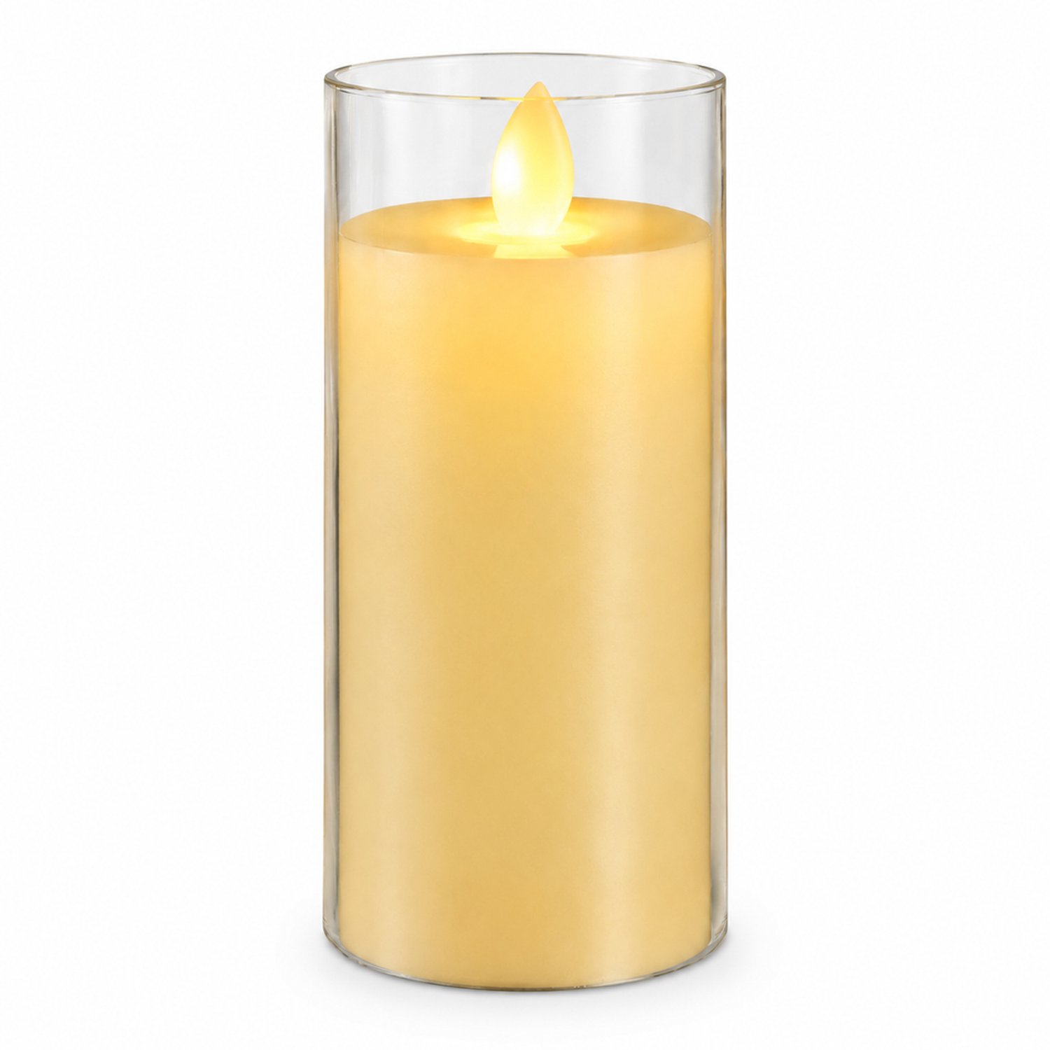 SWGOTA led kaarsen met bewegende vlam - cilindermodel 7,8 x 20 cm, vlakke rand, warm licht, op batterijen, batterijen niet inbegrepen Crème