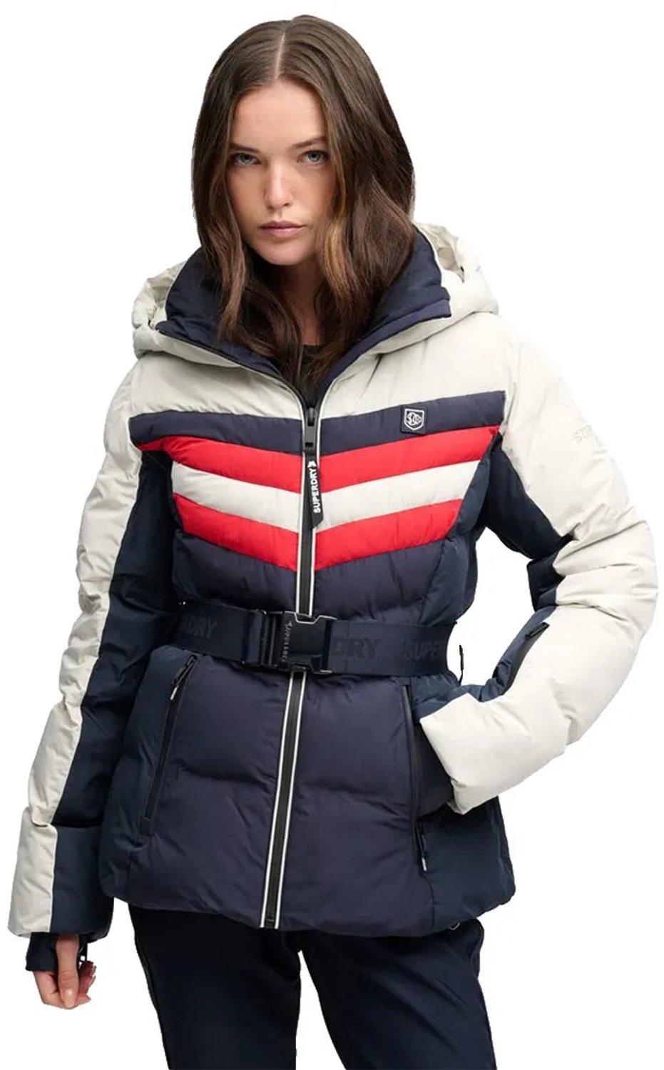 Superdry Luxe Chevron Ski Padded Jas Vrouw Marineblauw