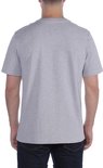 Aanzicht vanaf de rug van een man in een grijs T-shirt met ronde hals en donkere jeans.