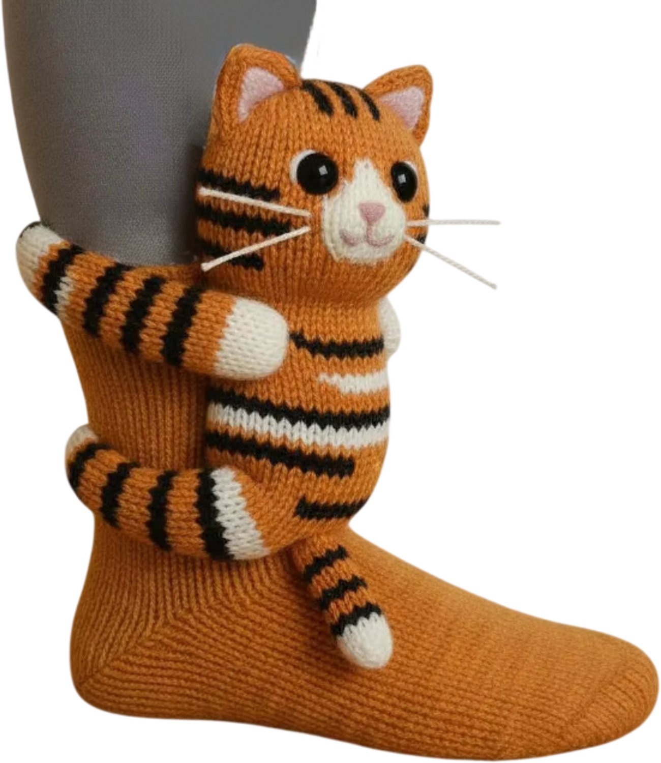 Warme Wintersokken voor Kinderen en Tieners – Schattige 3D Dieren Sokken Dikke Gebreide Antislip Huissokken tijger Print