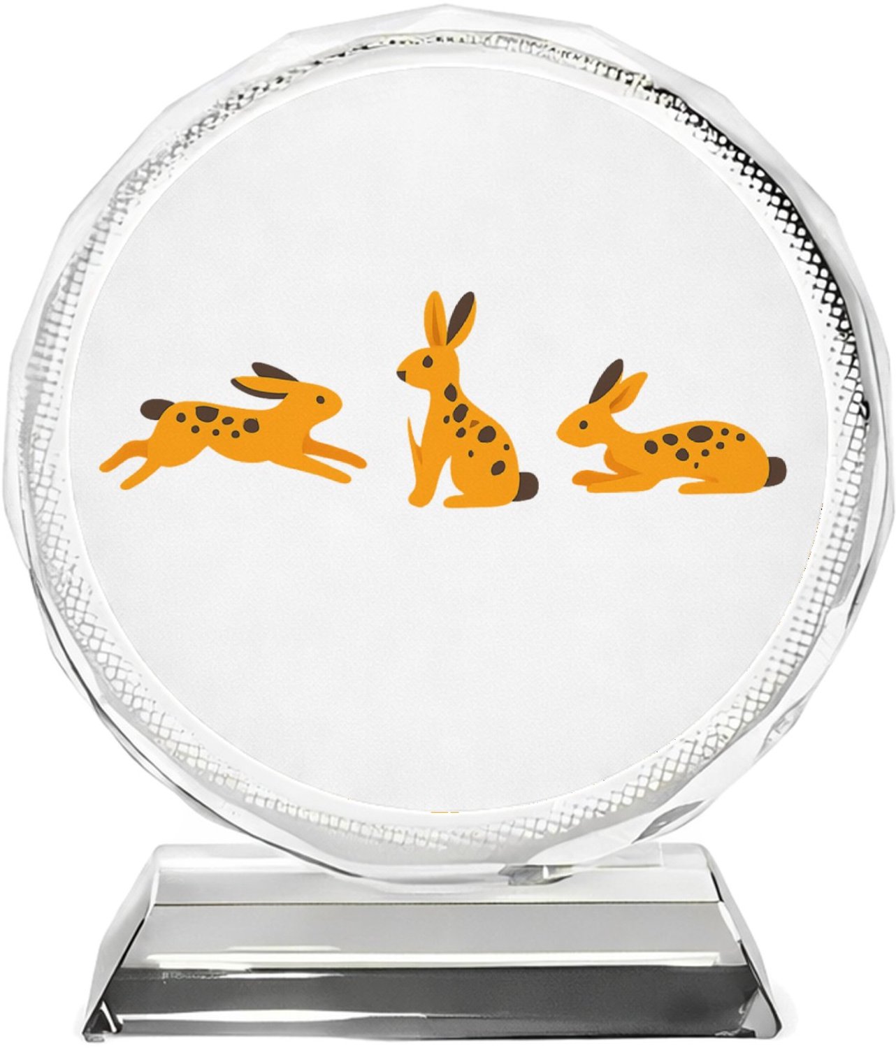 Mr Cadeautjes Fotokristal rond Ø 10 - design Een subtiele patrooncompositie met meerdere losse figuren di | cadeau Wit
