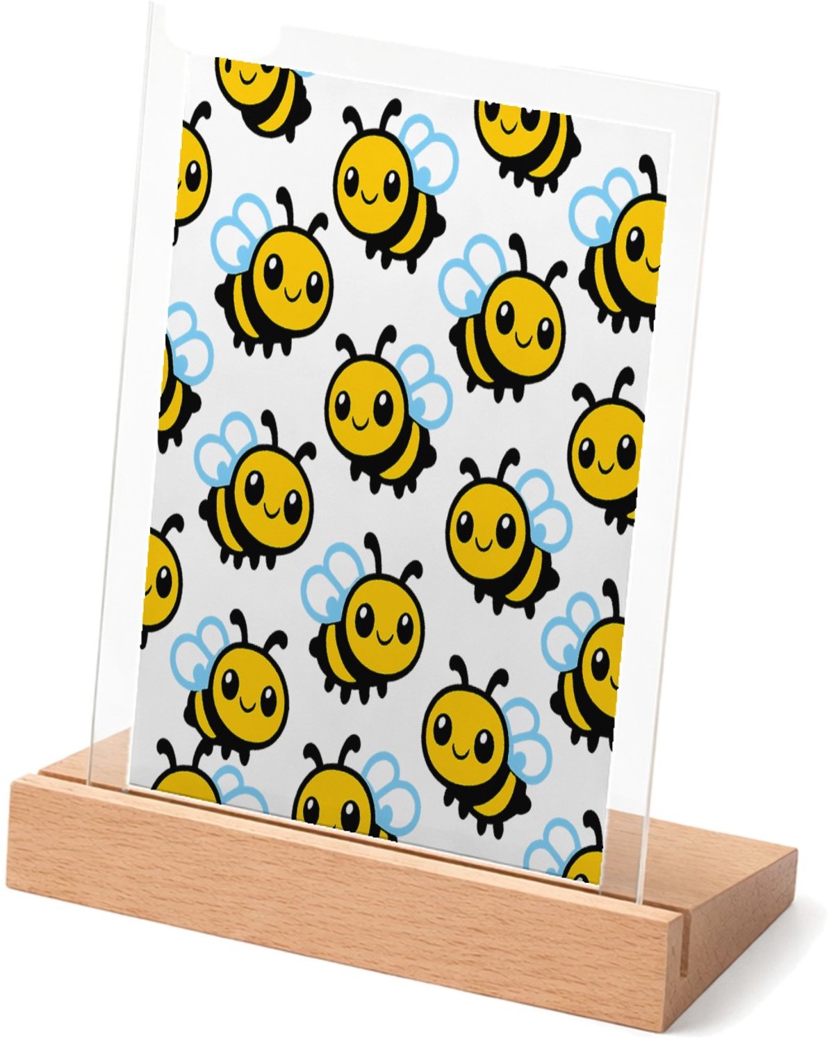 Mr Cadeautjes Glasframe met vaste tekst - design Een vrolijk all-over patroon met vriendelijke regenboogvisse | cadeau Wit