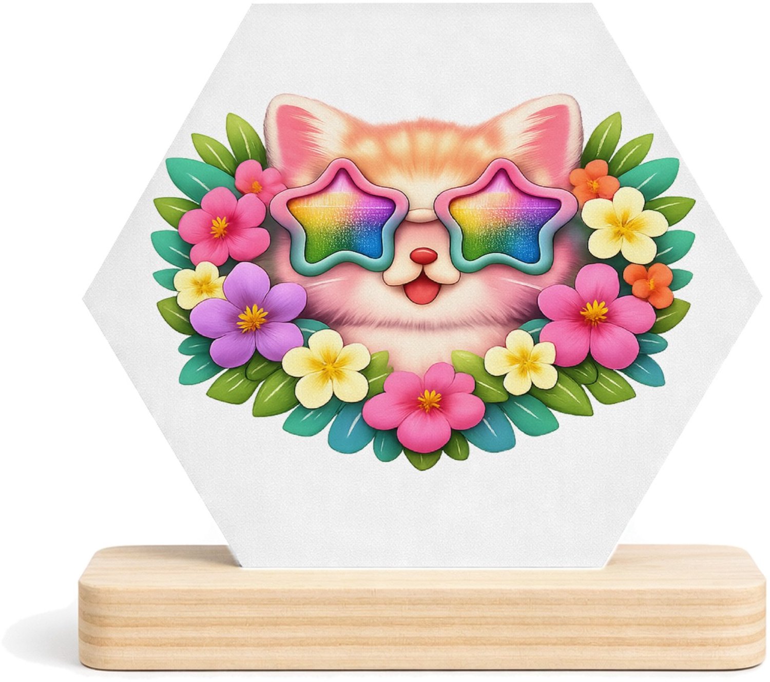 Mr Cadeautjes MDF fotolijst/inleg hexagon 14 x 13 - design Een stoer en vrolijk fantasiedier als centraal badge-motief | cadeau Wit