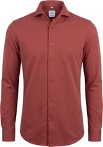 Vercate - Strijkvrij Overhemd - Japanese Knitted - Piqué Katoen - Rood - Slim Fit - Lange Mouw - Heren - Maat 42/L