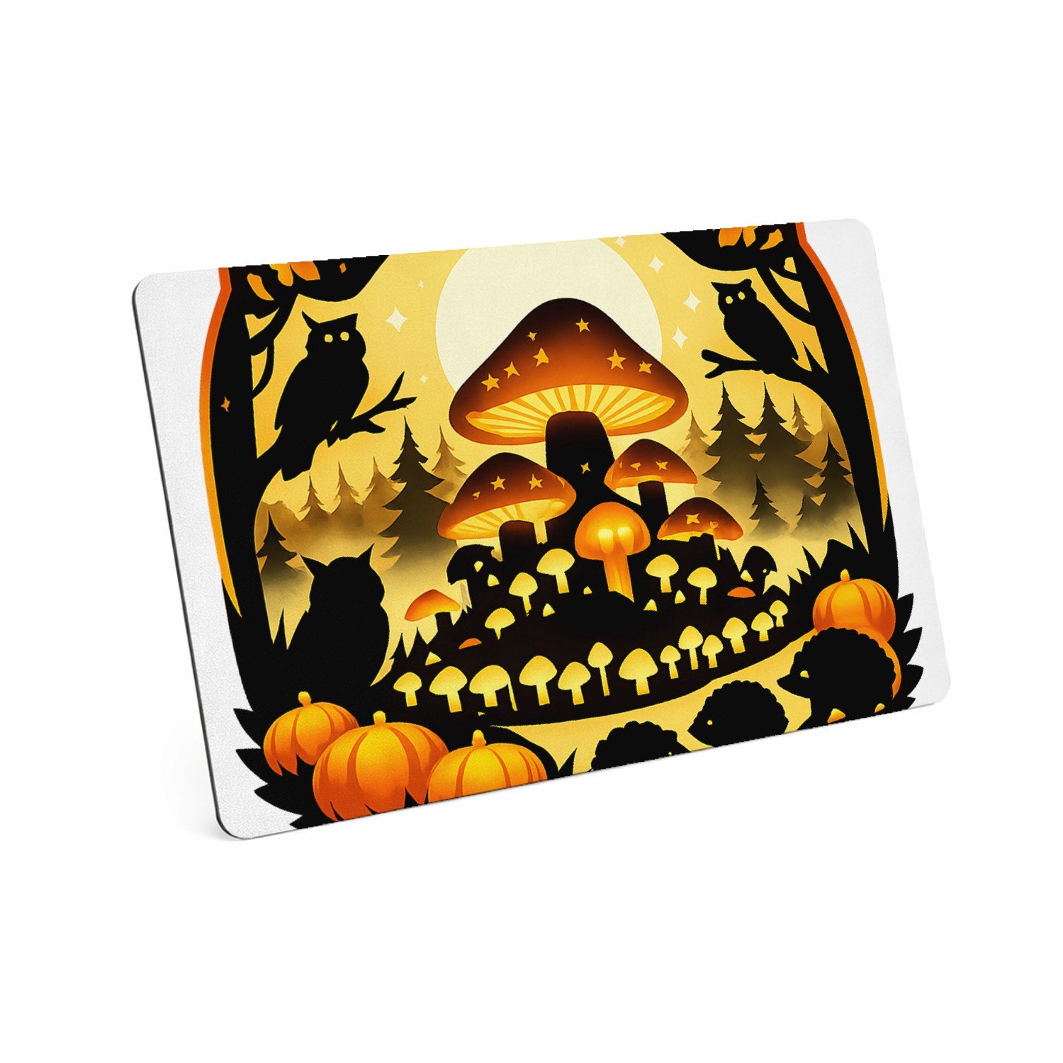 Mr Cadeautjes MDF magnetische fotolijst 28 x 19 - design Herfstbos met een grote gloeiende paddenstoelheuvel en klein | cadeau Wit