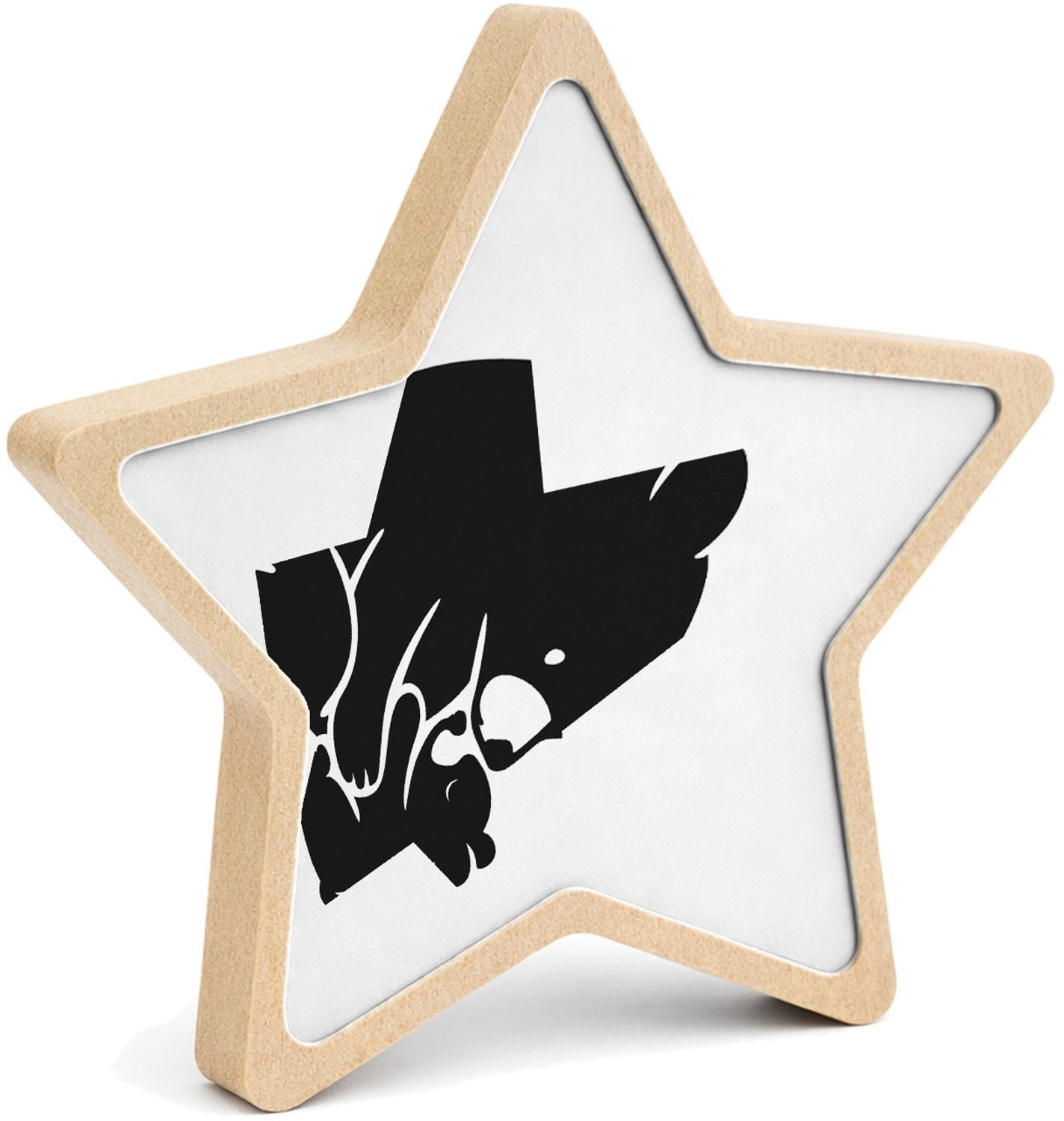 Mr Cadeautjes MDF fotolijst ster 14 x 13,5 - design Liefdevolle complimenten in een compacte typografische poste | cadeau Wit
