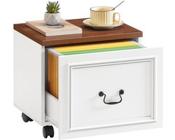 Archiefkast op wielen - Wit en walnoot - 1 lade