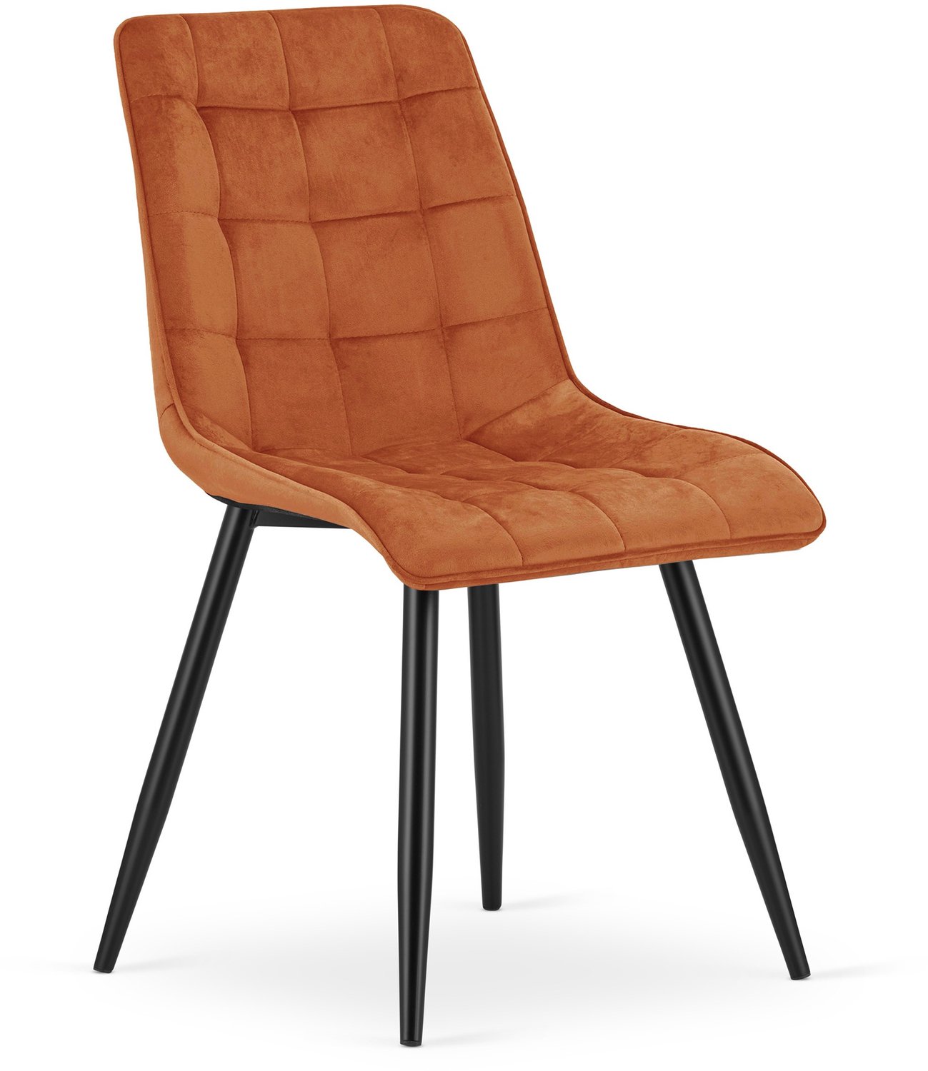 Oskar Eetkamerstoel SPLIT – Koperkleurig Velvet / Fluweel – Gestoffeerde Zitting – Zwarte Metalen Poten – Modern Design – Voor Eetkamer en Keuken