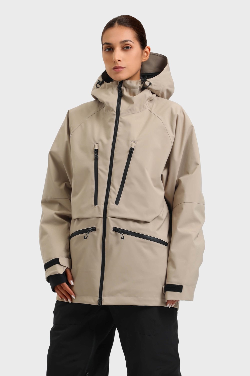 GSOU SNOW Gevoerde multifunctionele ski- en snowboardjas 15K waterdicht Creme