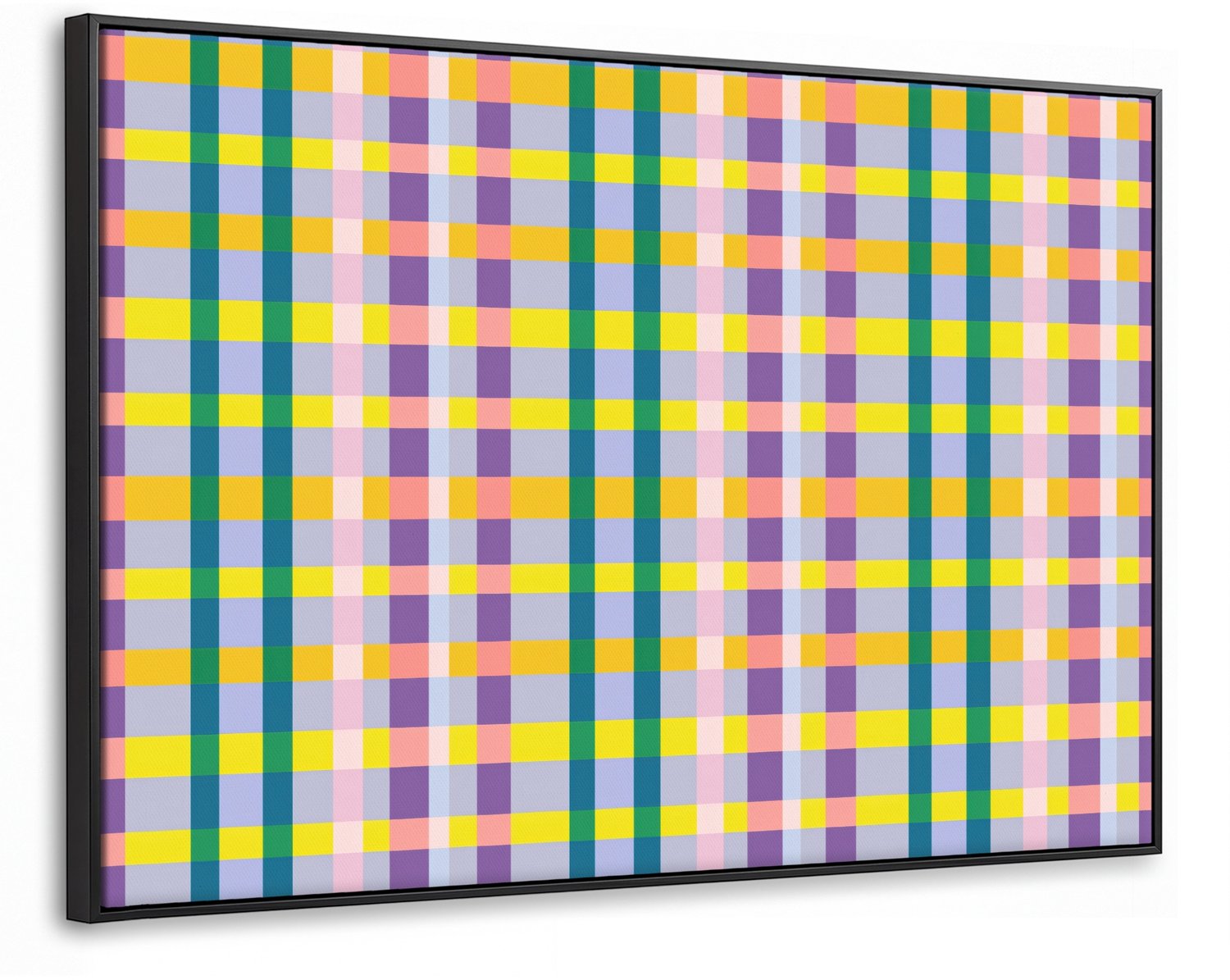 Canvas Schilderij met Baklijst 90x60cm - Ruit - Patroon - Kleurrijk - Muurdecoratie woonkamer - Slaapkamer decoratie - Kamer accessoires - Schilderijen op canvas met lijst