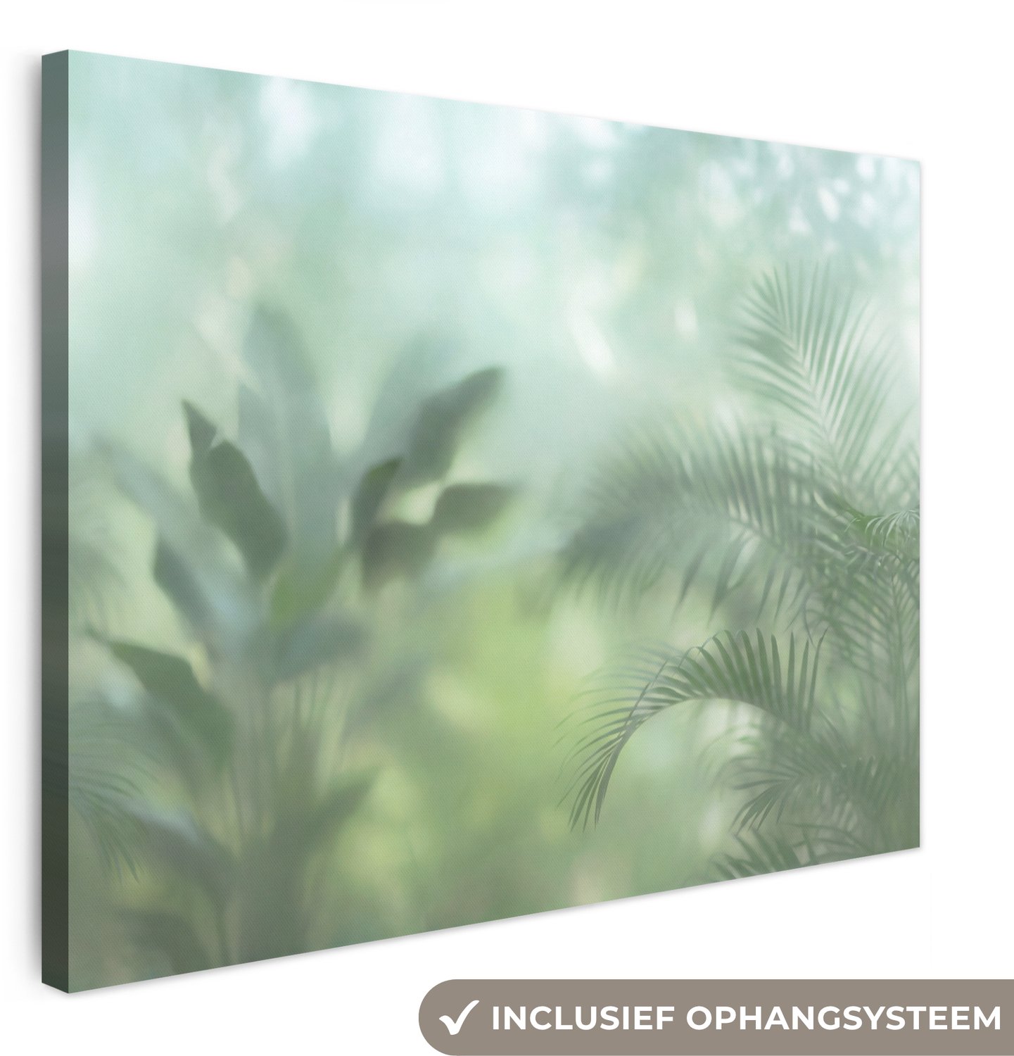 Canvas schilderij 100x70 cm - Exclusieve wanddecoratie Natuur - Vervaagd - Groen - Abstract - Modern - Muurdecoratie woonkamer - Slaapkamer decoratie - Kamer accessoires - Schilderijen op canvas
