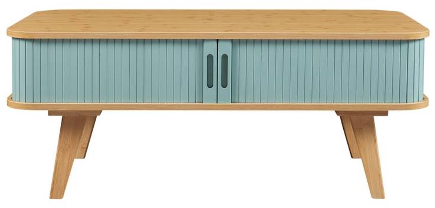 Mura Logistiek Mura Salontafel - Bijzettafel - Koffietafel - Coffee Table - Ruime Opbergruimte - Bamboe Materiaal - Opslag Vak - Blauw+Bruin Naturel