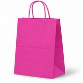 Papieren Tasjes Kraft - Roze / Fuchsia - Large - 32x12x41 cm - 50 Stuks