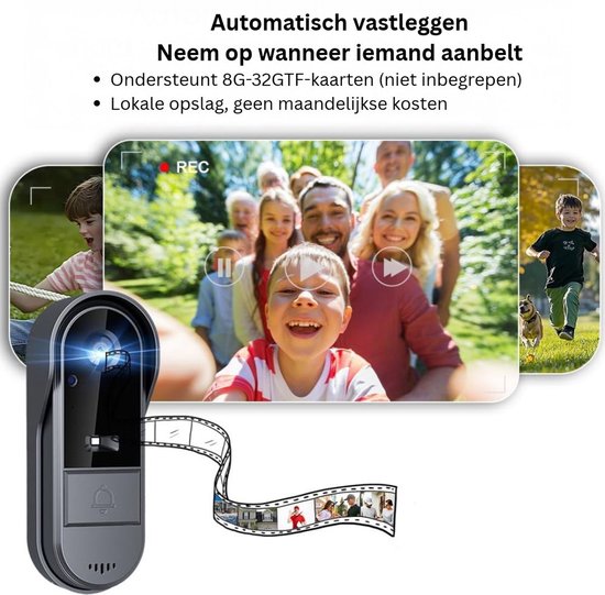 Deurbellen met Camera - Video Deurbel - Draadloos - Full HD - Grijs — afbeelding 3