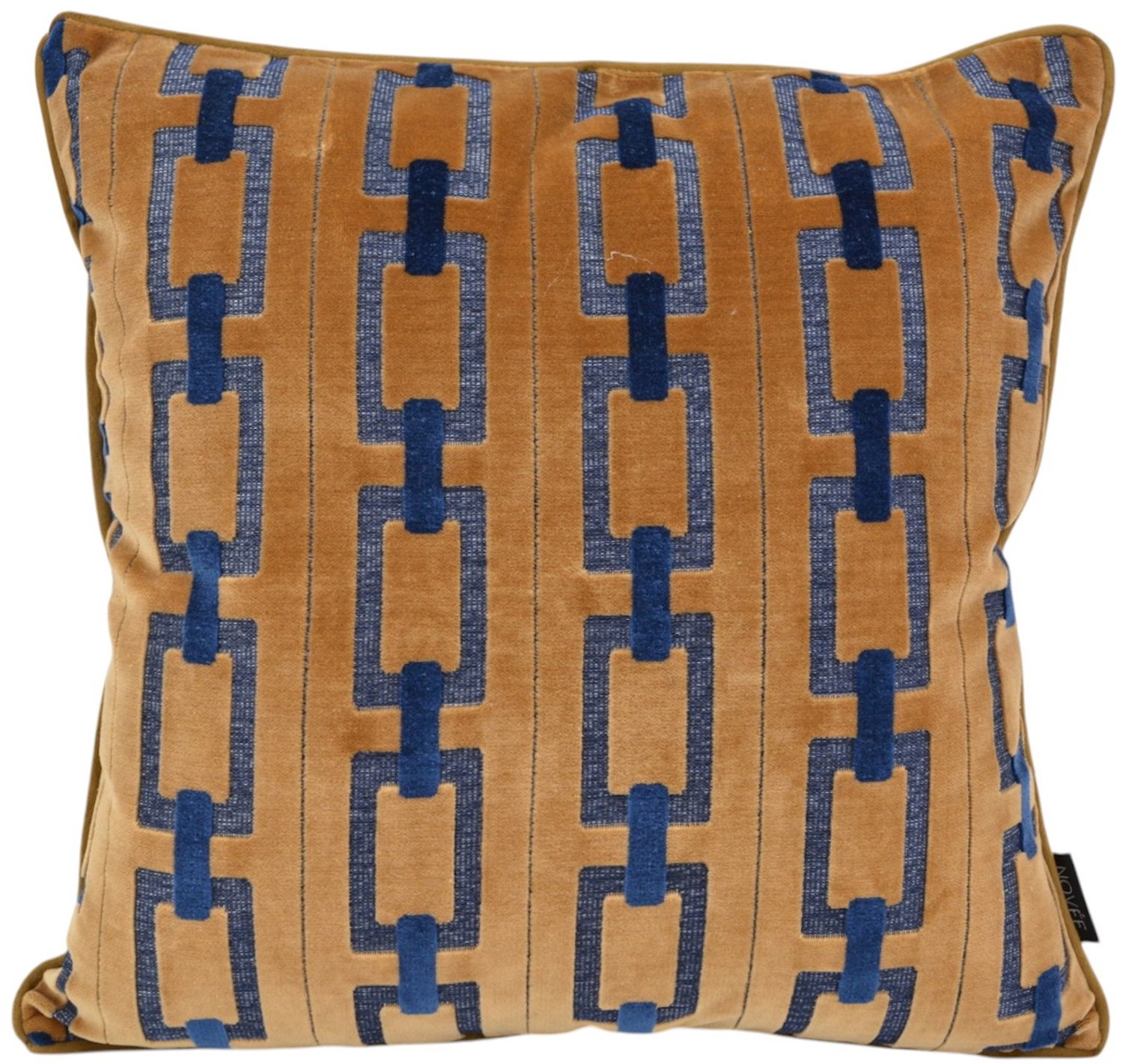 NOVÉE Sierkussen Chain Bruin/Blauw | 45x45 cm | Velvet/Polyester