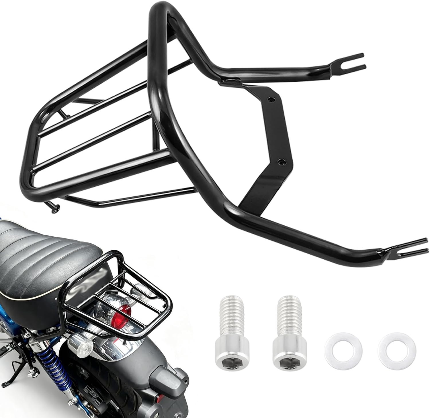 Achterste bagagedragerhouder motorfiets chroom motorhouder bagagerek motorfiets chroom compatibel met Monkey125 - ShopVlot