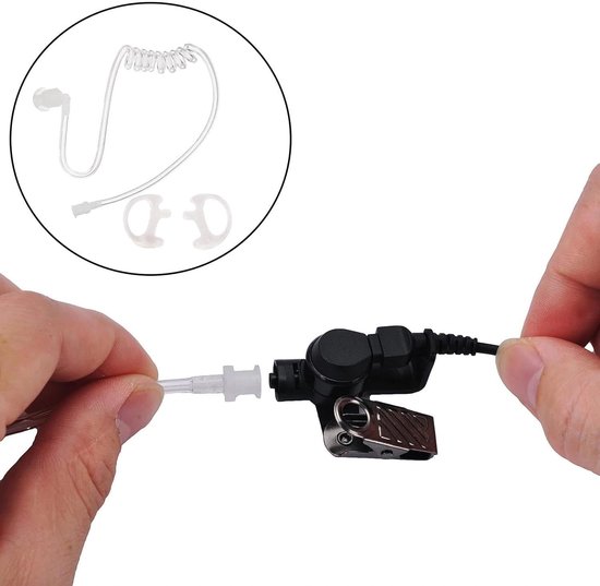 Set van 3 transparante vervangende hoofdtelefoons voor intercominstallaties en radio-headsets, inclusief vervangende spoel en kabel — afbeelding 4