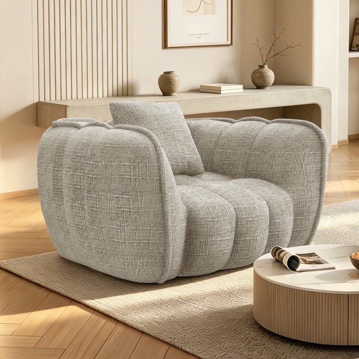 Lexzurn Zitzak - Wolk Zitzak voor Volwassenen - Zachte Lounge Fauteuil met Comfortabel Design - Moderne Relaxstoel voor Woonkamer, Slaapkamer en Gamingruimte - Wit