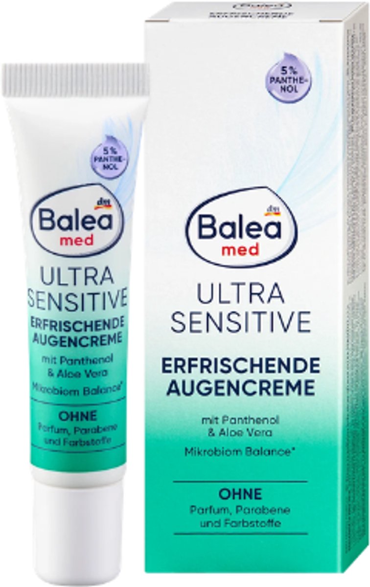 Balea Med Verkoelende Oogcrème | 1x 15ml - Met Panthenol & Aloe Vera | Ultra Sensitive - Parfumvrij - Vegan
