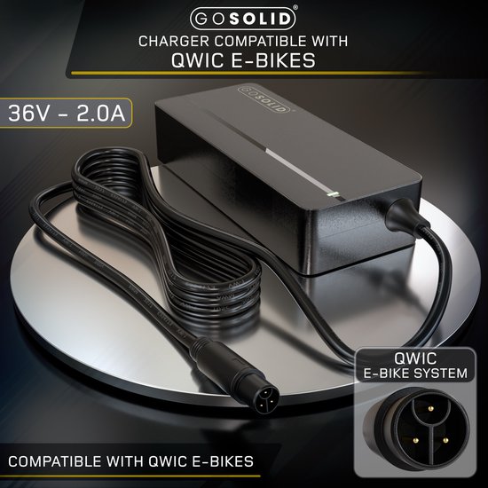 GO SOLID! ® Oplader geschikt voor Qwic Premium I, Qwic Urban 36V 2A van GO SOLID! — afbeelding 2
