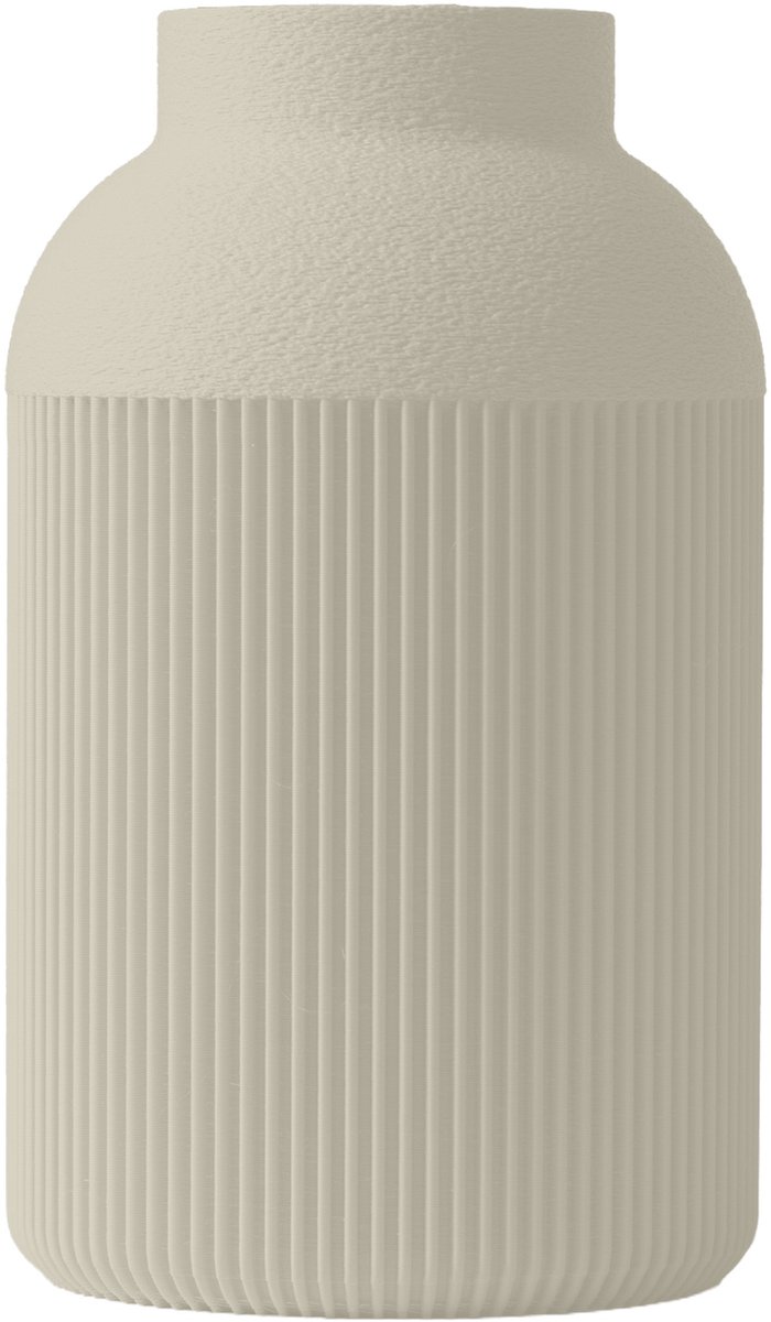 Layvo Paxon Vaas - Crème - 20 cm - droogbloemen vaas - moderne vaas - gerecycled plastic