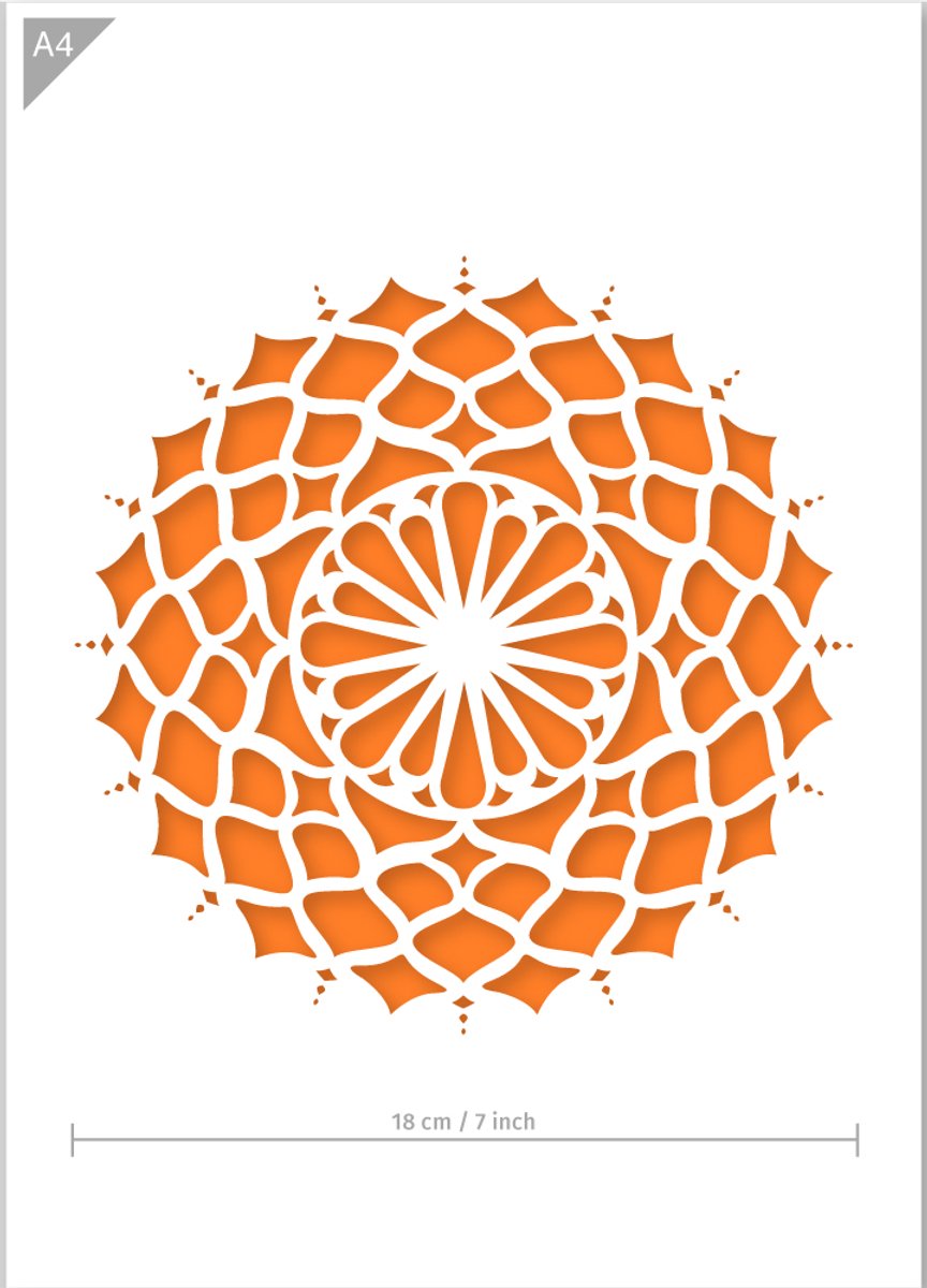 QBIX Mandala Sjabloon A4 Formaat Kunststof - Uitsnede diameter 18cm
