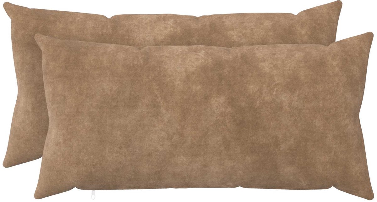 vidaXL Dekenkussen - 2 - st - HEERLEN - Taupe - 40 - x - 70 - cm - Microfiber - Fleece