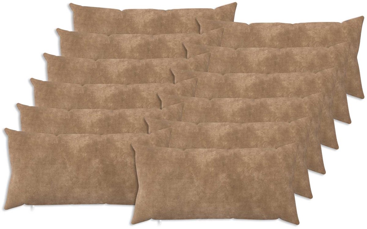 vidaXL Dekenkussen - 12 - st - HEERLEN - Taupe - 40 - x - 80 - cm - Microfiber - Fleece