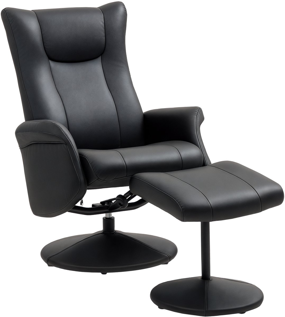 Relaxfauteuil met Voetenbank - Directiestoel - Fauteuil - Moderne Relaxstoel - Kantelbaar tot 130° - Verstelbare Rugleuning - in 360° Draaibaar - tot 150 kg - Relaxstoel - Ligstoel - TV Stoel - Zwart