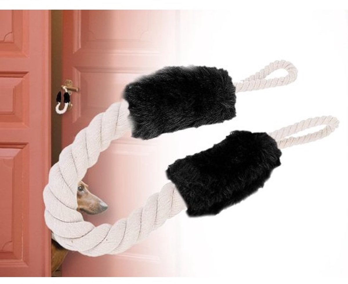 Dailygoods - Deurstopper Zwart - Deurbuffer - Deurstoppers voor Binnen - Deurvastzetter - Vingerbescherming - Katoenen Materiaal - Deurbeschermer