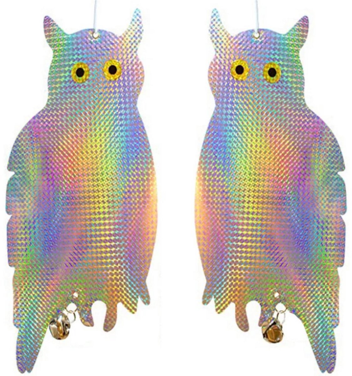 2 Stuks Vogelverschrikker Set – Reflecterende Nep Uil met Holografisch Effect – Effectief Vogelafweerapparaat tegen Vogels, Duiven, Spechten, Pigeons en Ongedierte – Tuin, Balkon en Boerderij