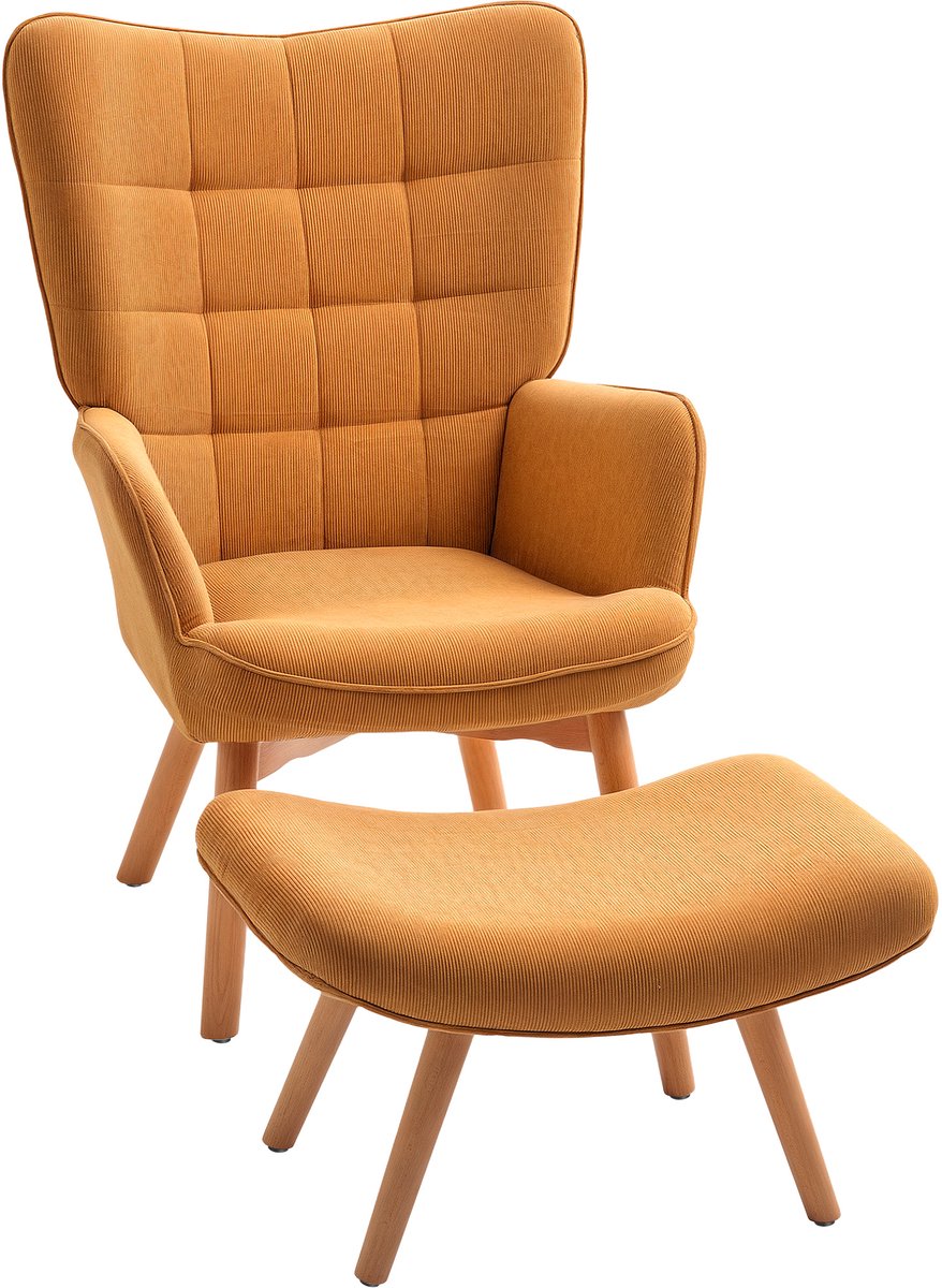 Relaxfauteuil met Voetenbank - Fauteuil - Moderne Relaxstoel - tot 150 kg - Relaxstoel - Ligstoel - Corduroy-look - Bruin