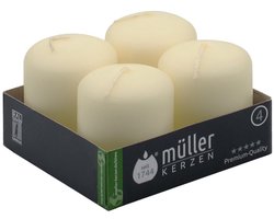Set van 4 Decoratieve Ivoor Kaarsen - 10 Uur Brandduur