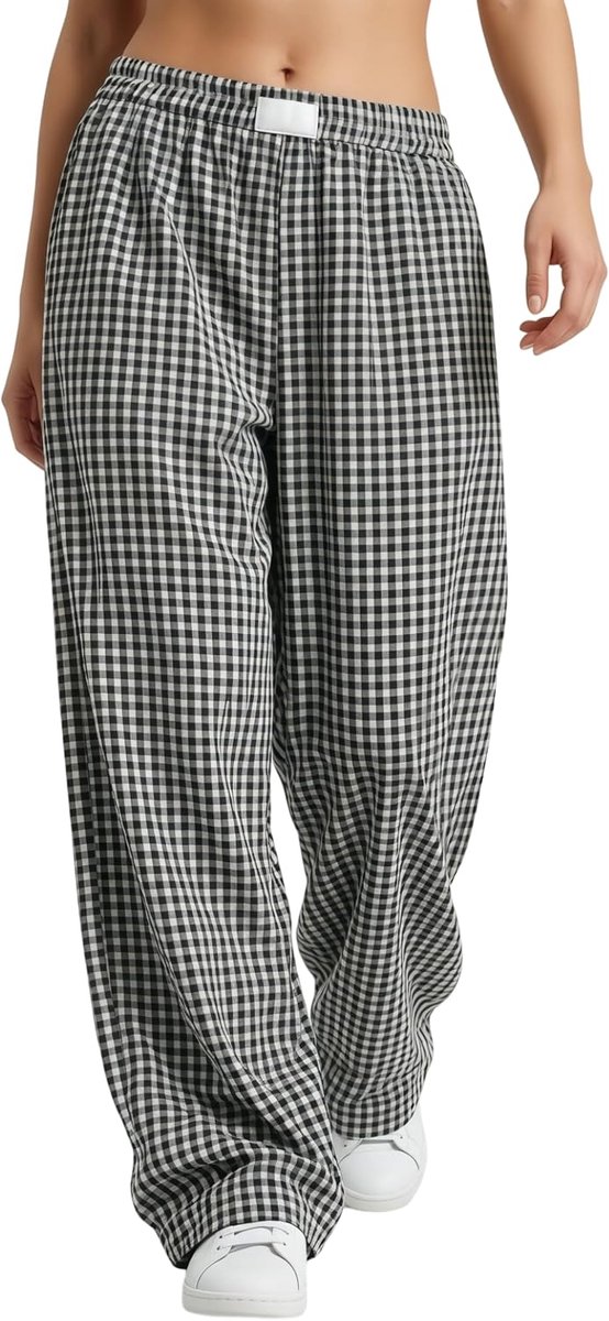 Pyjamabroek voor dames, lang, geruit