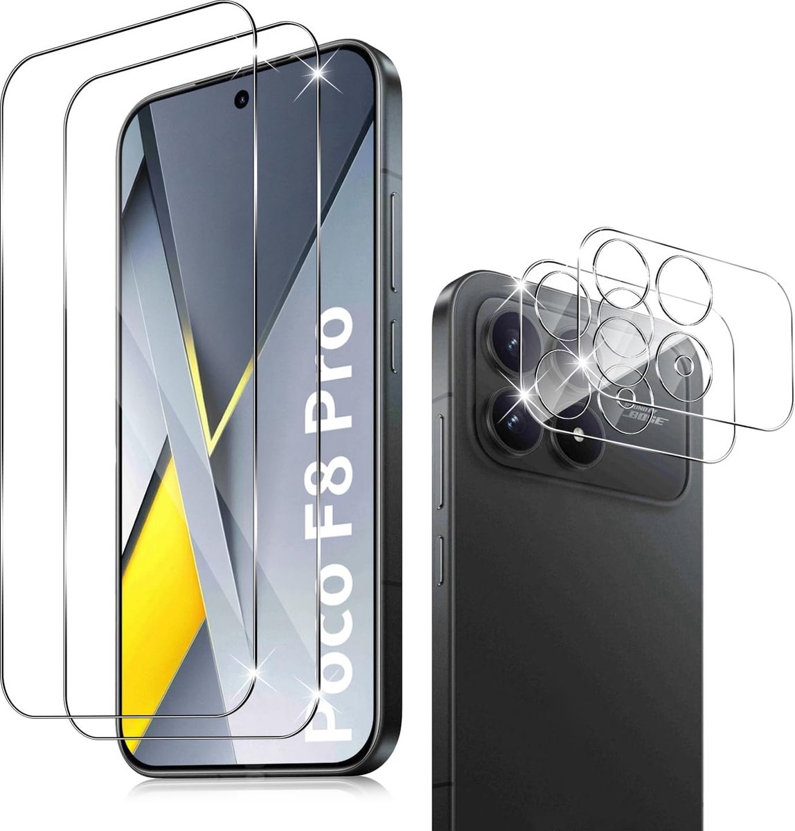 Holilo voor Xiaomi Poco F8 Pro 5G voor pantserglas beschermfolie en camera beschermfolie, [2+2 stuks] 9H hardheid anti-kras anti-bubbelvrij pantserfolie beschermfolie schermbeschermfolie