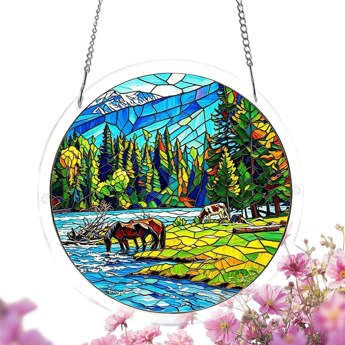 Zonvanger Suncatcher Zonlichtvanger 19 cm 2D Dier Gebrandschilderd