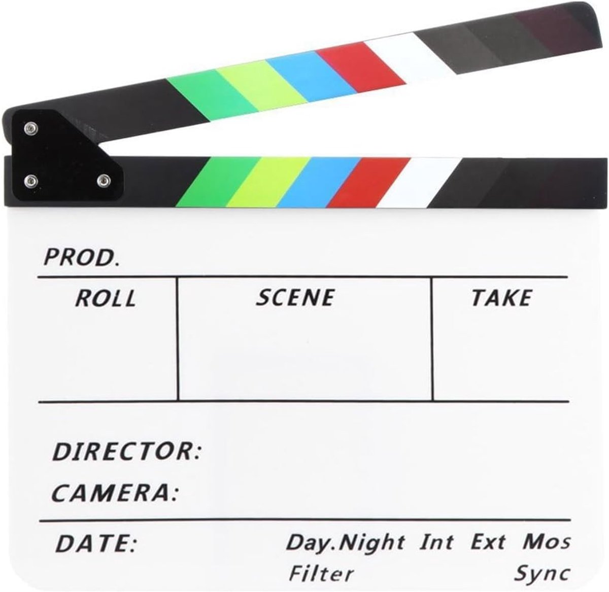Professioneel Acrylklapper met Kleurenbalken voor Filmproductie en Fotografie Gebruik 30x24cm (WHITE)