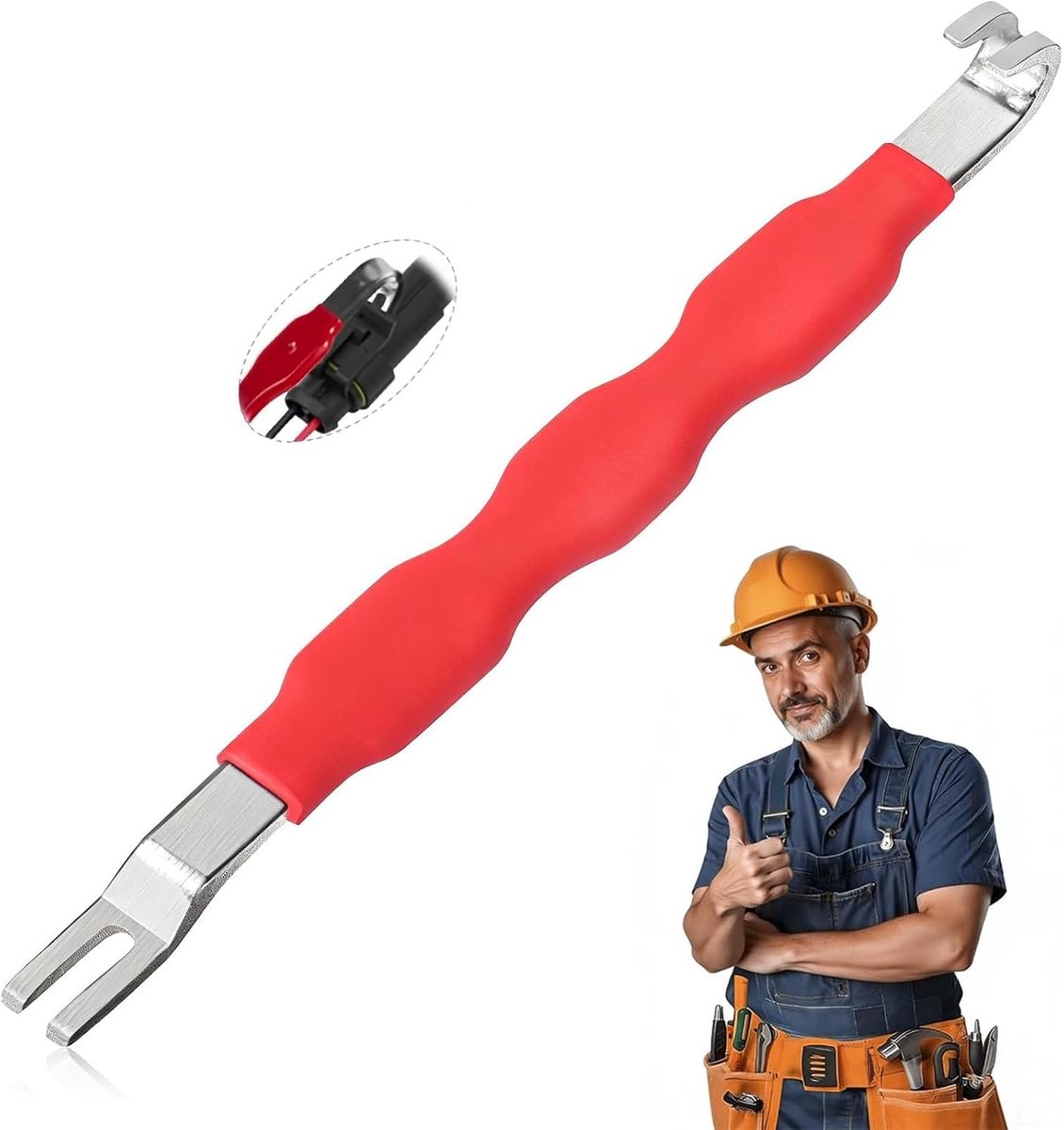 Scheidingsgereedschap voor elektrische connectoren, elektrische kabelverbinderverwijderaar, scheidingsinstrument voor het scheiden en verwijderen van voertuigen (rood)