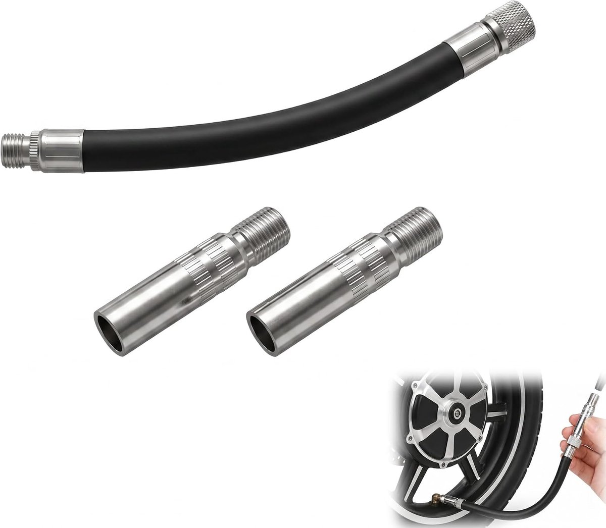16 cm slang met 40 mm ventieladapters, geschikt voor Xiaomi M365, fietsen, scooters, auto's en motorfietsen – draagbaar, lichtgewicht en eenvoudig oppompen
