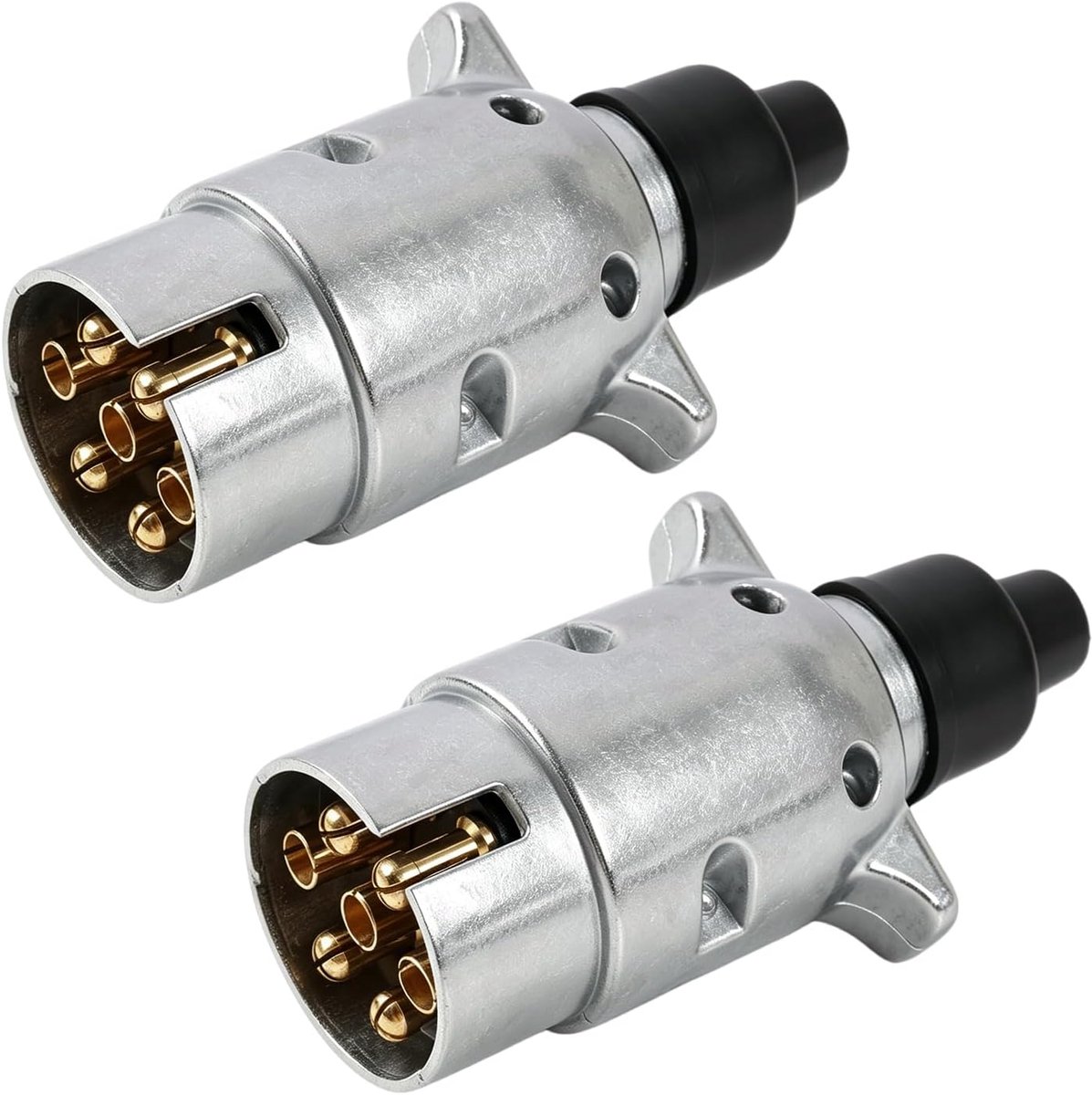 2 stuks 7-polige stekkeradapter, aanhanger, aluminium aanhangerstekker 7-polig met messing contacten en waterdichte behuizing, auto-aanhanger, accessoires voor auto, vrachtwagen, camper