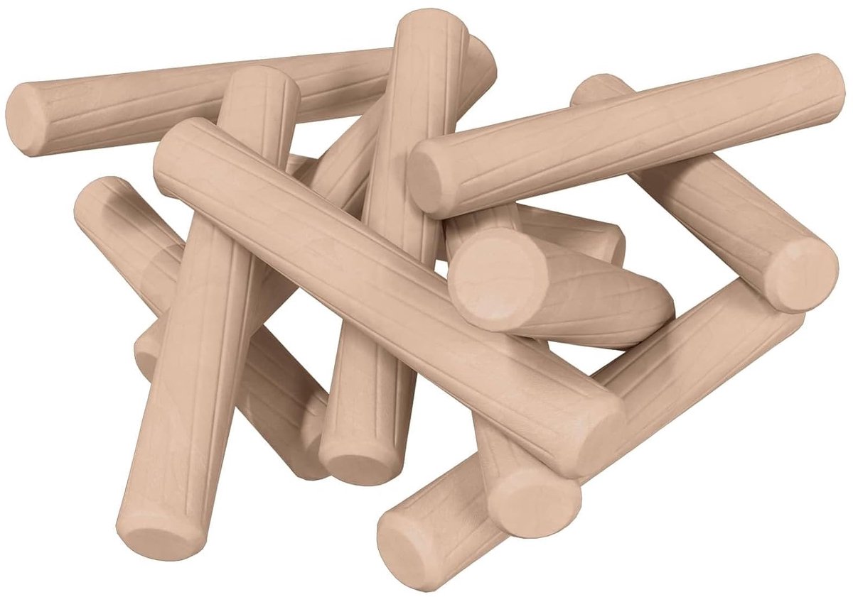 Pluggen 12 stuks Ø 6 x 40 mm massief hout geribbeld houtverbinders voor meubelbouw en knutselwerk