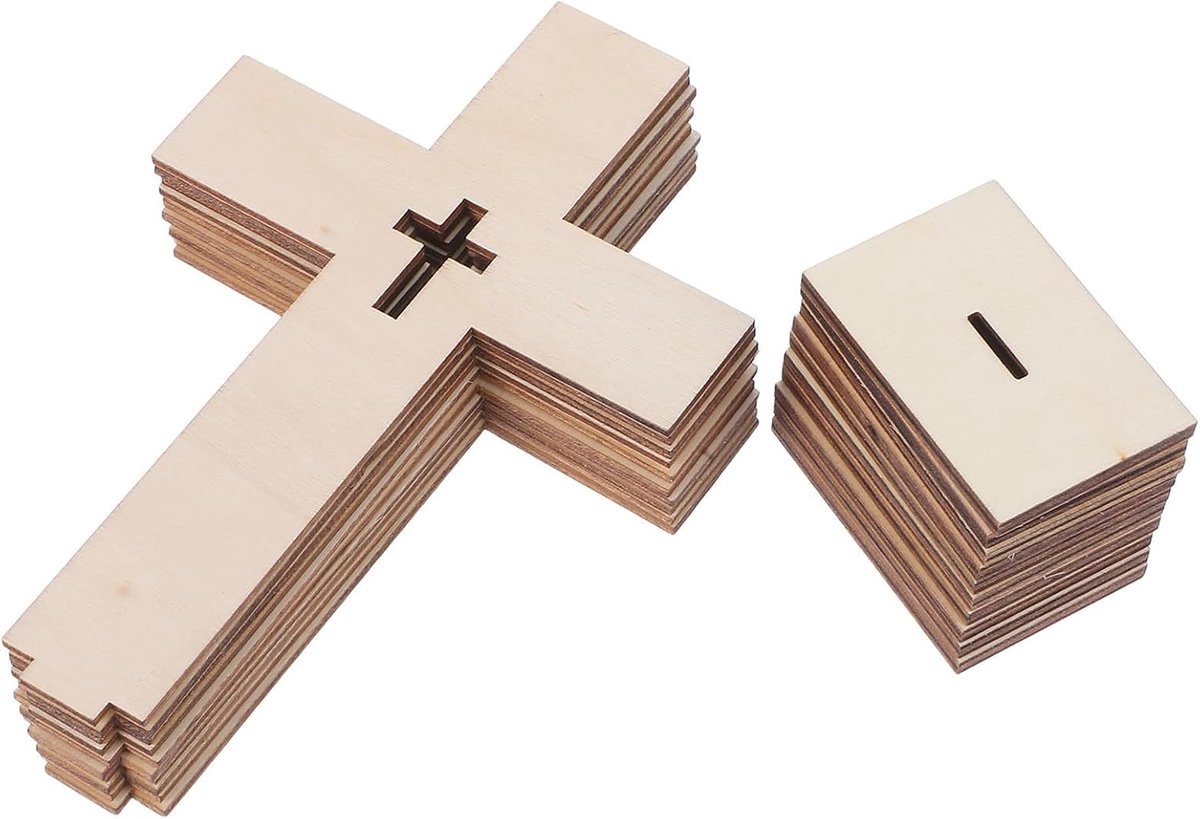 10 stuks decoratief houten kruis, beige, gemakkelijk op te bergen voor huisdecoratie en school, kruisvormige tafeldecoratie
