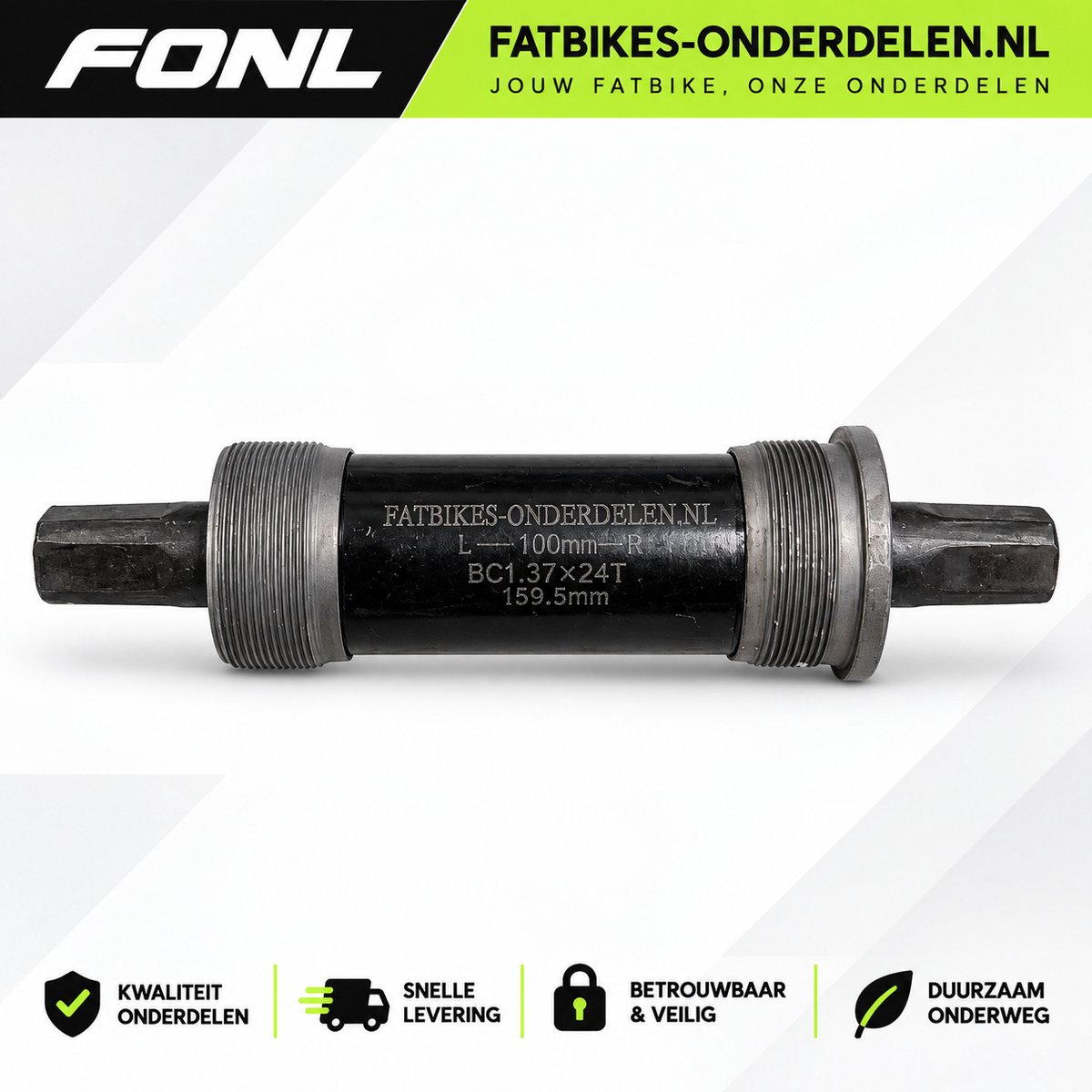 FONL Trapas Fatbike Compleet met Lagers - Bottom Bracket en Trapaslager voor Ouxi V8, H9 en QMWheel V20 - Inclusief Montagemateriaal - Elektrische Fiets - Zwart