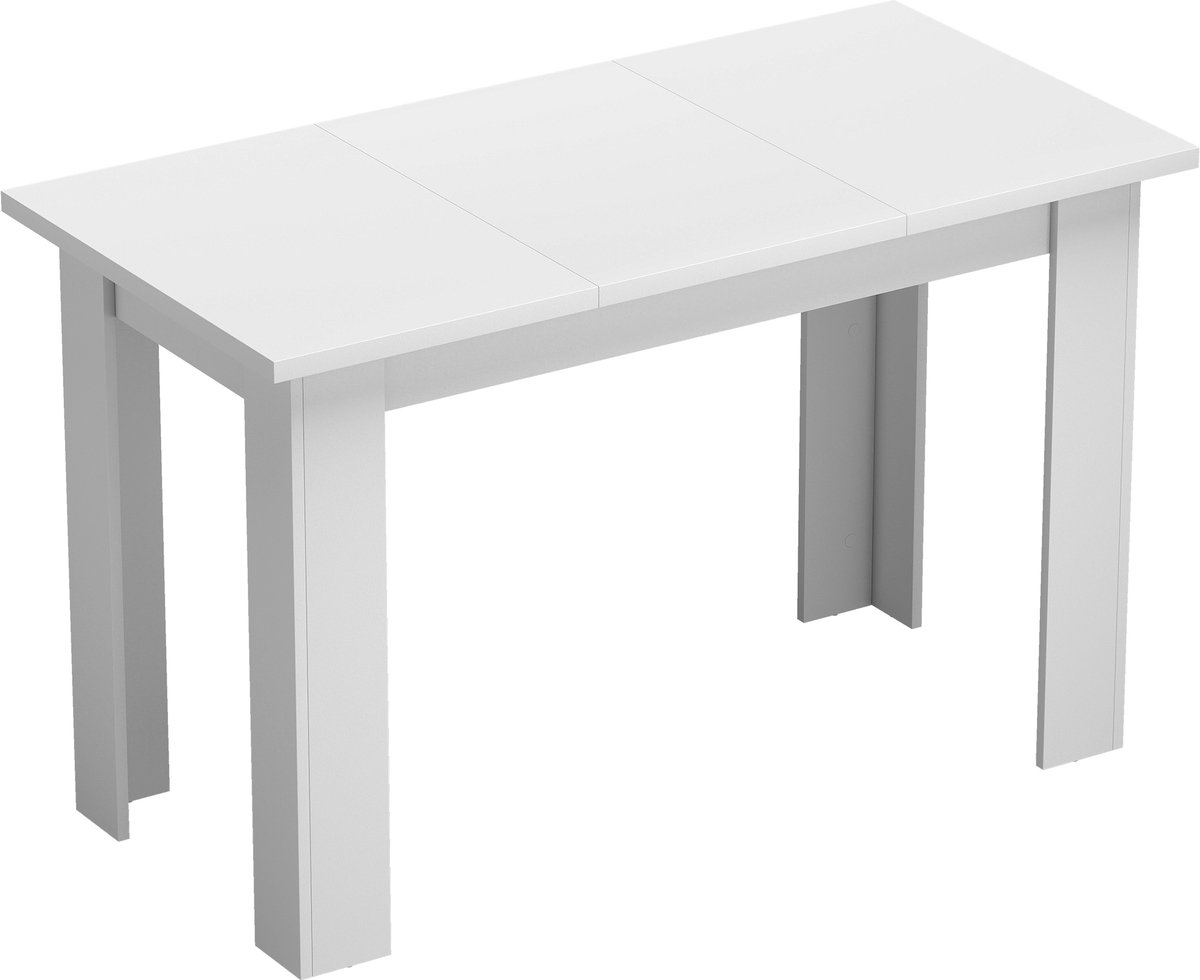 Homona Eettafel met opbergruimte - Met opklapbaar blad en 2 vakken - 120 x 60 x 75,5 cm - Wit