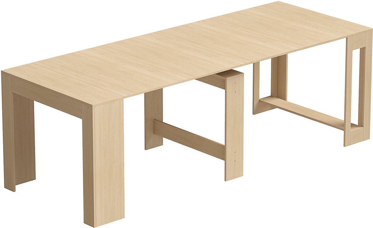 Homona Uitbreidbare eettafel - In 5 lengtes verstelbaar - Voor maximaal 10 personen - 48-240 x 90 x 78 cm - Lichtbruin