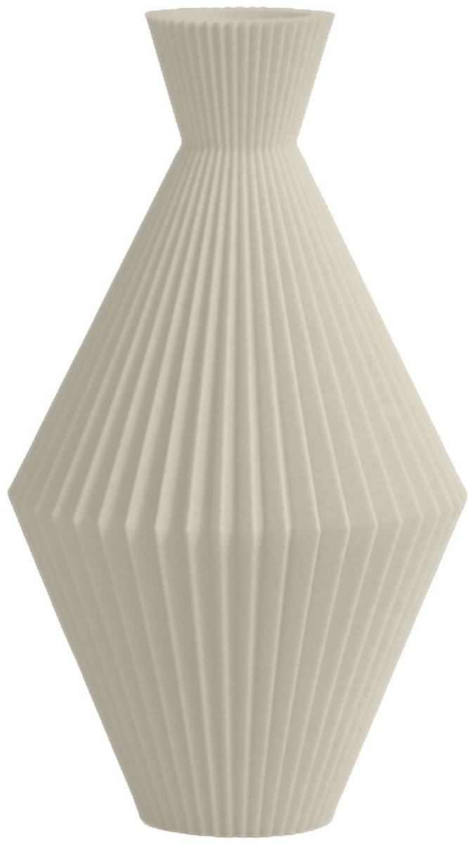 Layvo Arden Vaas - Crème - 25 cm - droogbloemen vaas - geometrische vaas - gerecycled plastic