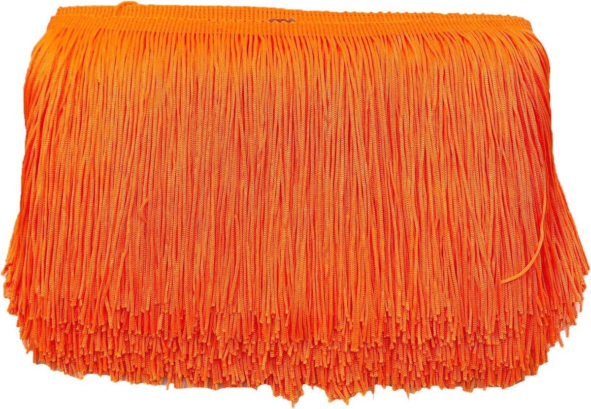 Franjelint, 15 cm x 2 m, zijden lint voor dans, naaien, knutselen, kleding, lingerie, kostuums, gordijnen en decoratie, oranje A