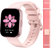 Sytifro Smartwatch Dames met 2 Verwisselbare Bandjes - Bluetooth Bellen - 1.83 Inch HD Scherm - Hartslagmeter - Slaapmonitor - Stappenteller - IP68 - Geschikt voor iOS & Android - Roze