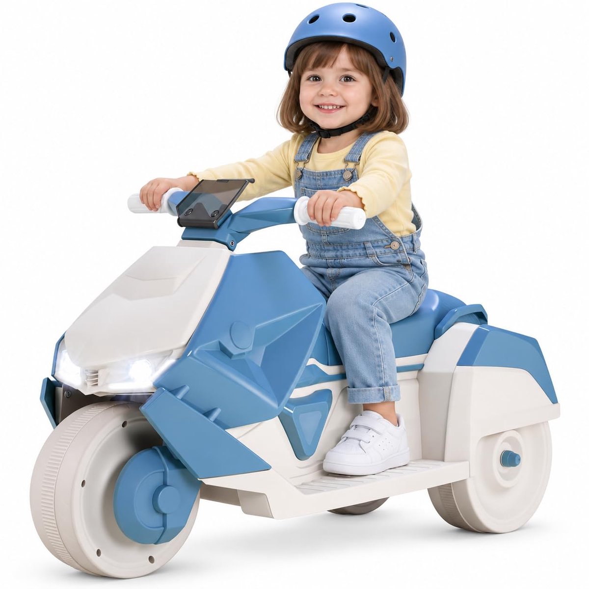 MAMIZO Elektrische kindermotor - Drie wielen - met MP3-muziekspeler Trompet Koplampen - tot 30 kg - voor kinderen vanaf 3 jaar - Blauw
